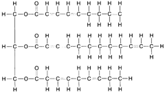 Structural formula for an unsaturated fat.