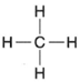 Structural formula for methane.