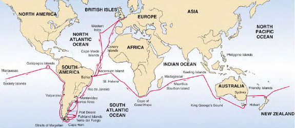 Darwins Great Voyage Of Discovery World Map Darwin's Great Voyage of Discovery | Origins of Darwinian 